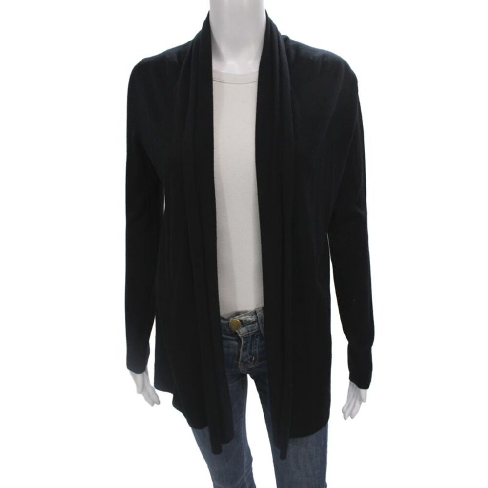 Allude Womens Black 100% Wool Coatigan Button Long Sleeve Size S